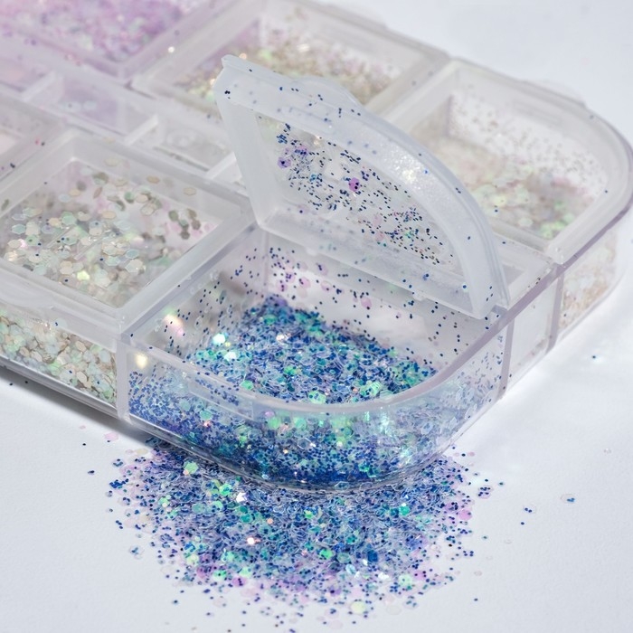 Блёстки для декора ногтей, 12 ячеек, мелкие, разноцветные Блёстки для декора ногтей, 12 ячеек, мелкие, разноцветные
