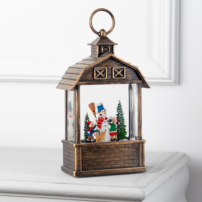 Светодиодная фигура &laquo;Дети и снеговик&raquo; 14 &times; 24 &times; 8 см, пластик, батарейки ААх3 (не в комплекте), USB, свечение тёплое белое