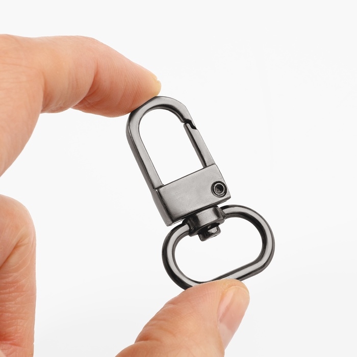 Карабин металлический, 41 &times; 25 мм / 20 &times; 2,5 мм, 5 шт, цвет чёрный никель