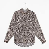 Блузка женская, цвет экрю, принт зебра, размер 44