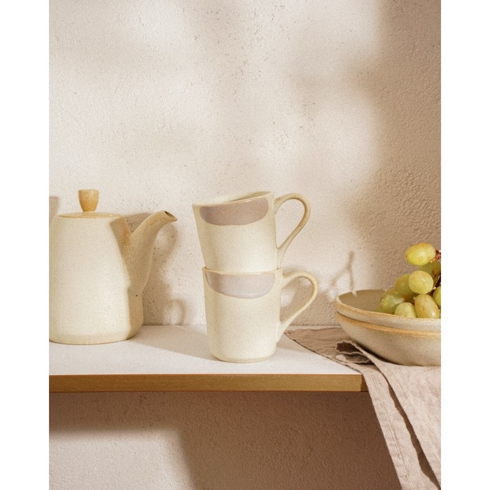 Набор кружек фарфоровых SL Home &laquo;Волны Сардинии&raquo;, 400 мл, цвет бежевый