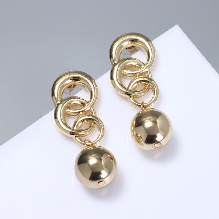 Серьги металл "Стиль" жёлудь, цепь, цвет золото