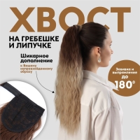 Хвост накладной, волнистый волос, на резинке, 60 см, 100 гр, цвет блонд/каштановый(#SHT12C/SHT85) Хвост накладной, волнистый волос, на резинке, 60 см, 100 гр, цвет блонд/каштановый(#SHT12C/SHT85)