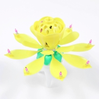 Свеча для торта музыкальная "Тюльпан", крутящаяся, жёлтая, 14,5&times;6 см