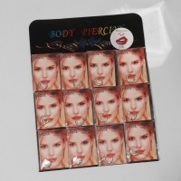 Пирсинг в нос (фейк для септума) &laquo;Кольцо&raquo; мини, набор 12 шт., d=10 мм, цвет белый в серебре