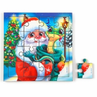 Пазлы для детей деревянные &laquo;Новый год! Дед Мороз и змея&raquo;, 16 элементов, символ года 2025