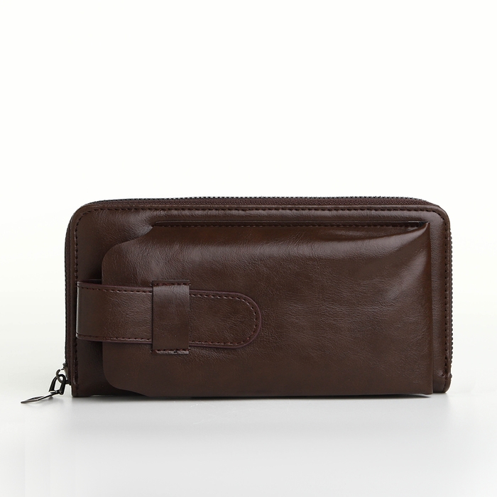 Портмоне мужское на молнии, отдел для телефона, карт, монет, цвет коричневый Портмоне мужское на молнии, отдел для телефона, карт, монет, цвет коричневый