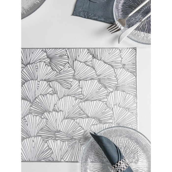 Салфетки сервировочные на стол Доляна &laquo;Веер&raquo;, 4 шт, 30&times;45 см, цвет серебряный
