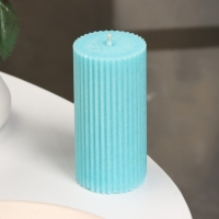 Свеча-цилиндр с гранями, 5х10 см, бирюзовая, 6 ч Свеча-цилиндр с гранями, 5х10 см, бирюзовая, 6 ч