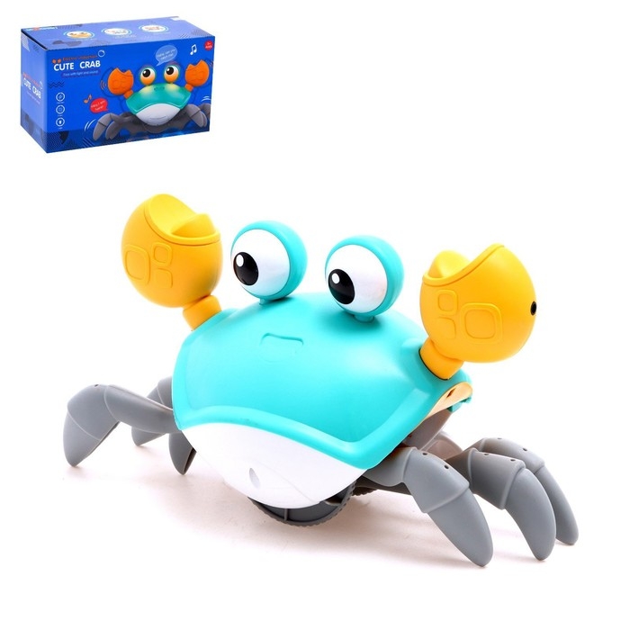 Каталка музыкальная «Краб», свет, звук, цвет бирюзовый Каталка музыкальная «Краб», свет, звук, цвет бирюзовый