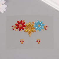 Наклейка пластик стразы на лицо "Три цветка" яркие цвета 14,5х16 см Наклейка пластик стразы на лицо "Три цветка" яркие цвета 14,5х16 см