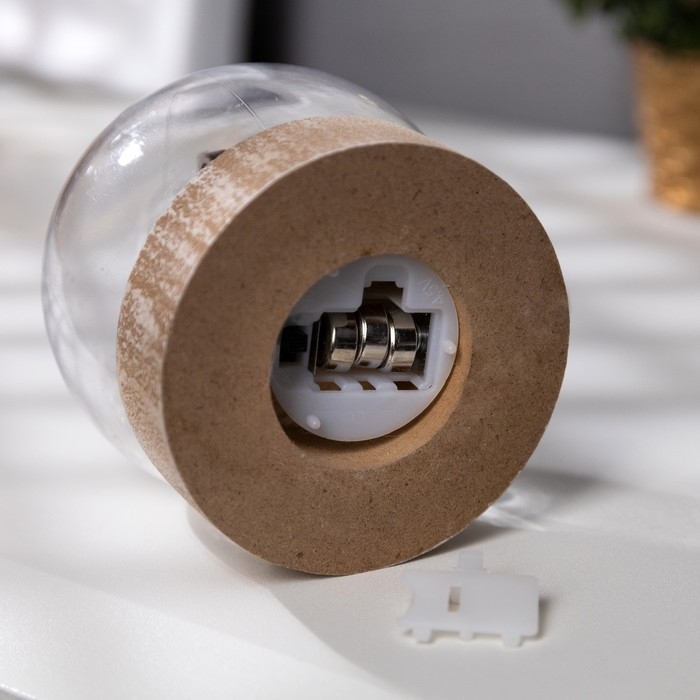 Светодиодная фигура &laquo;Шар с оленем&raquo; 8 &times; 8.5 &times; 8 см, дерево, пластик, батарейки AG13х3 (в комплекте), свечение тёплое белое