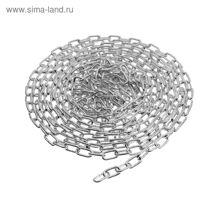 Цепь короткозвенная ТУНДРА krep, DIN766, диаметр 5 мм, сварная, оцинкованная, 10 м