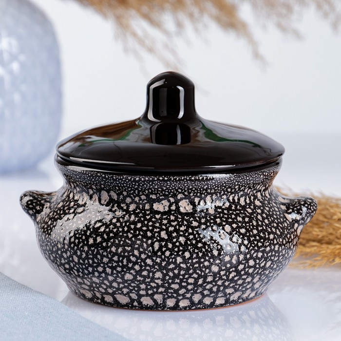 Горшок керамический для запекания Горшок керамический для запекания "Лакомка" 0,5л / 13х9,5см, мрамор