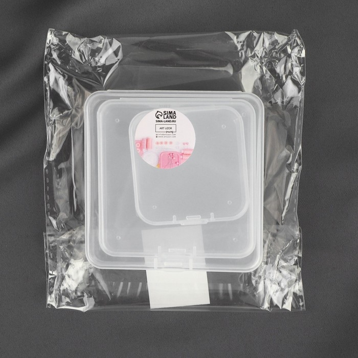 Набор контейнеров для рукоделия, 3 шт, 8,1 &times; 2,6 / 7,2 &times; 2,5 / 5,2 &times; 2 см, цвет прозрачный