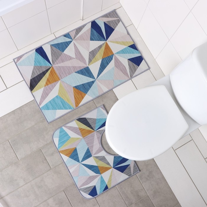 Коврики для ванной и туалета Доляна &laquo;Гранулы&raquo;, 2 шт: 50&times;80 см, 50&times;40 см