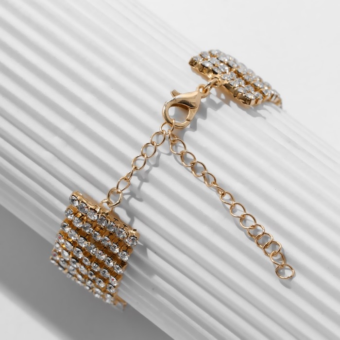 Браслет со стразами &laquo;Иллюзия&raquo; капли, цвет белый в золоте