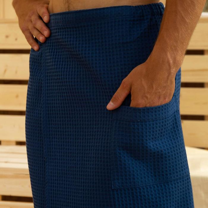 Полотенце банное Этель &laquo;Килт&raquo; с карманом 60*140 см. цв. джинс, 100% хл, вафля 240 г/м2