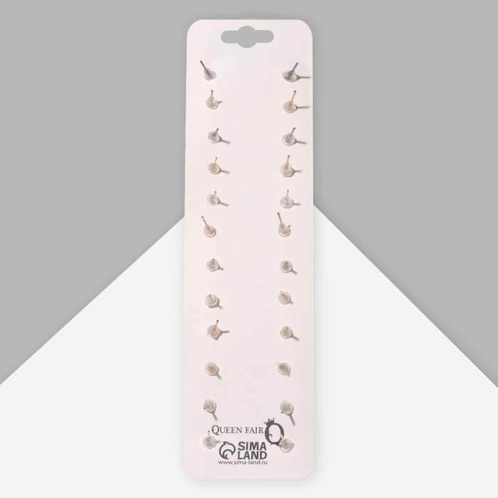 Пусеты 12 пар One year, сердцем к сердцу, цвет цветные в золоте