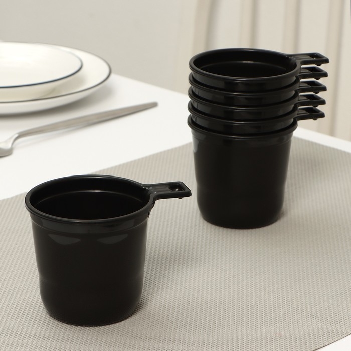 Чашки кофейные пластиковые одноразовые Не ЗАБЫЛИ! «Взбодрись», 200 мл, в наборе 6 шт, цвет коричневый с белым, чёрный Чашки кофейные пластиковые одноразовые Не ЗАБЫЛИ! «Взбодрись», 200 мл, в наборе 6 шт, цвет коричневый с белым, чёрный