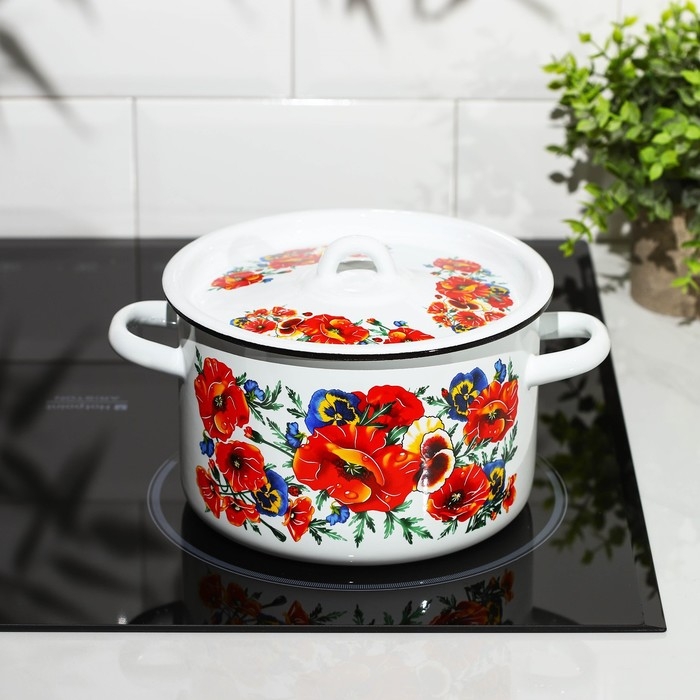 Кастрюля эмалированная &laquo;Маки Мечта&raquo;, 2,9 л, индукция