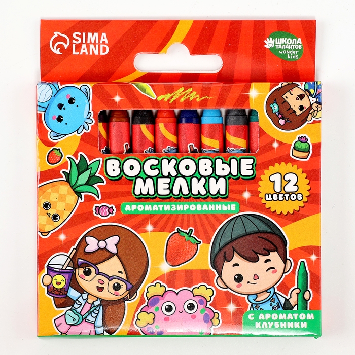 Восковые мелки - карандаши ароматизированные &laquo;Красим вместе&raquo;, 12 цветов