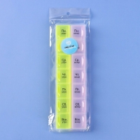 Таблетница - органайзер «Неделька», русские буквы, утро/вечер, 21,5 × 6,5 × 2 см, 14 секций, цвет жёлтый/розовый Таблетница - органайзер «Неделька», русские буквы, утро/вечер, 21,5 × 6,5 × 2 см, 14 секций, цвет жёлтый/розовый