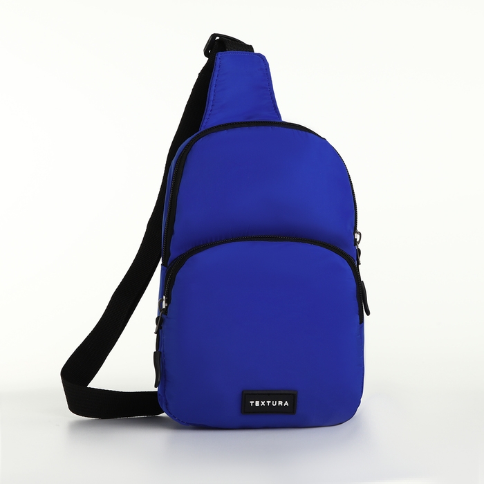 Сумка-слинг на молнии TEXTURA, наружный карман, цвет синий Сумка-слинг на молнии TEXTURA, наружный карман, цвет синий