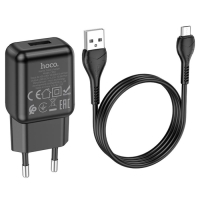 Сетевое зарядное устройство Hoco C96A, 1 USB, 2.1 А, кабель Micro USB -USB, 1 м, чёрное Сетевое зарядное устройство Hoco C96A, 1 USB, 2.1 А, кабель Micro USB -USB, 1 м, чёрное