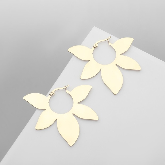 Серьги металл &laquo;Листья&raquo; этнос, цвет золото