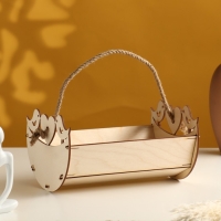 Кашпо деревянное 22&times;15&times;12 см уникальное "Птичкина кормушка Лайт", ручка верёвка, натуральный