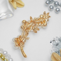 Брошь &laquo;Цветочное трио&raquo; жемчуг, цвет белый в золоте