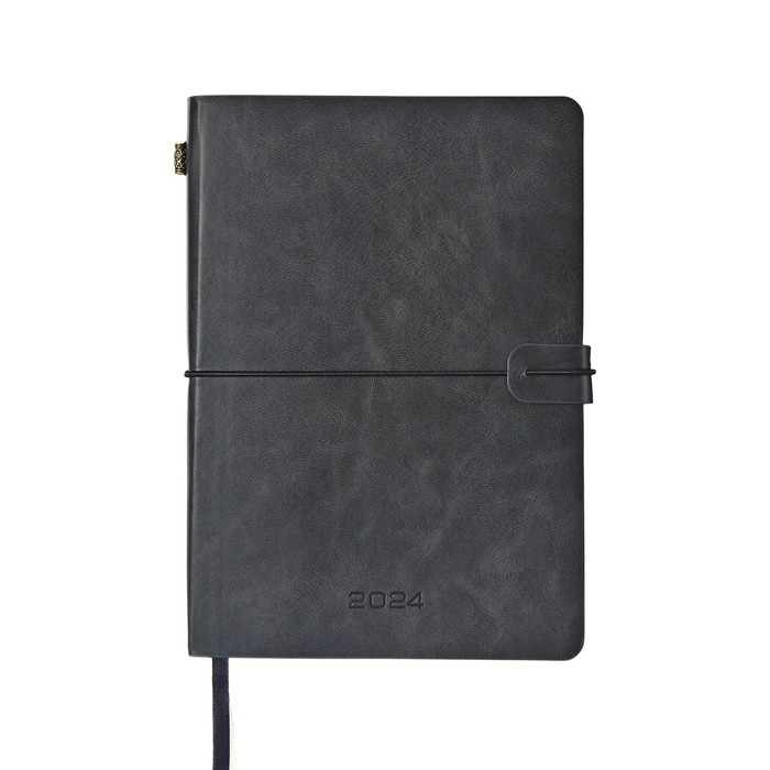 Ежедневник датированный 2024 A5 176 листов, deVENTE.Saltos, мягкая обложка из искусственной кожи, ляссе, кремовый блок 70 г/м2, чёрный Ежедневник датированный 2024 A5 176 листов, deVENTE.Saltos, мягкая обложка из искусственной кожи, ляссе, кремовый блок 70 г/м2, чёрный