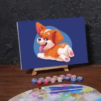 Картина по номерам на холсте с подрамником &laquo;Малыш Корги&raquo; 20х30 см