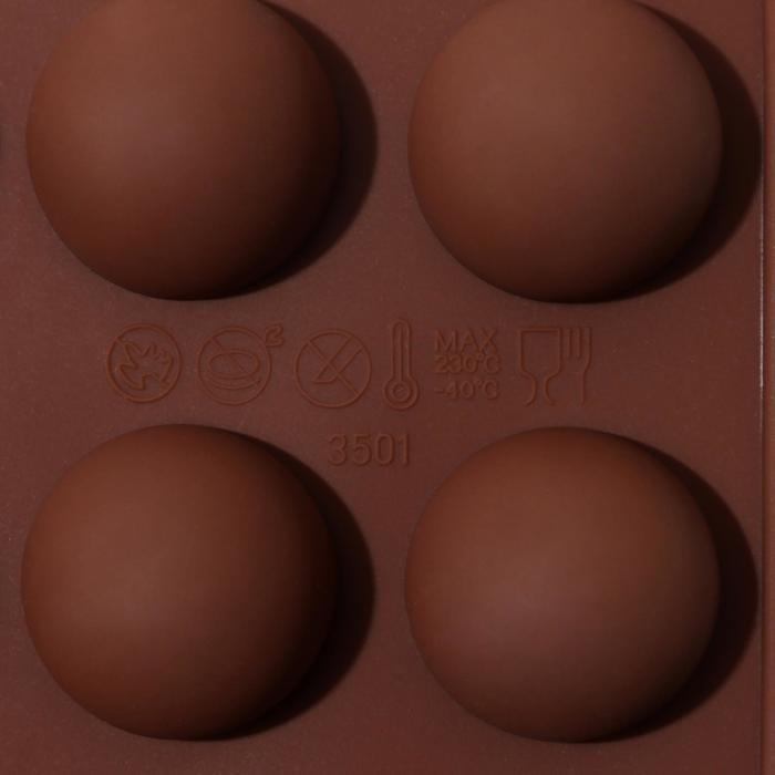 Форма для конфет и шоколада Доляна &laquo;Браво&raquo;, силикон, 21&times;10,5&times;3 см, 15 ячеек, цвет коричневый