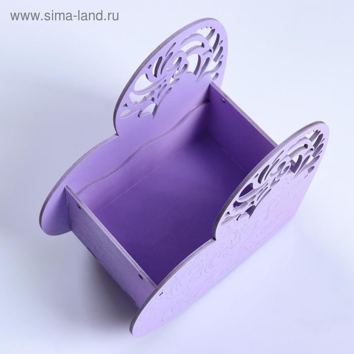 Кашпо деревянное "Сердце ажурное", сиреневый, 18&times;8.6&times;14 см