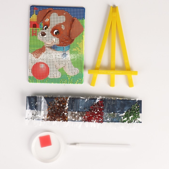 Алмазная мозаика с частичным заполнением на подставке для детей &laquo;Весёлая собачка&raquo;