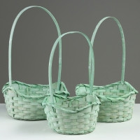 Набор корзин, 19х7,5х9,5/31 см, 22х9х11/34 см, 24х9х11,5/35 см, 3 шт, зелёные, бамбук Набор корзин, 19х7,5х9,5/31 см, 22х9х11/34 см, 24х9х11,5/35 см, 3 шт, зелёные, бамбук