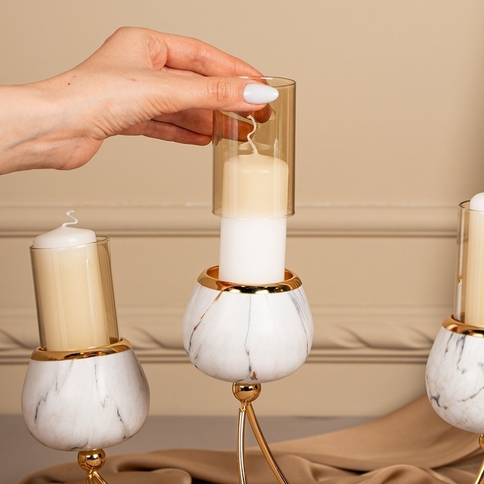 Подсвечник металл, стекло &laquo;Сплетение&raquo; на 4 свечи 47 х 10 х 28 см