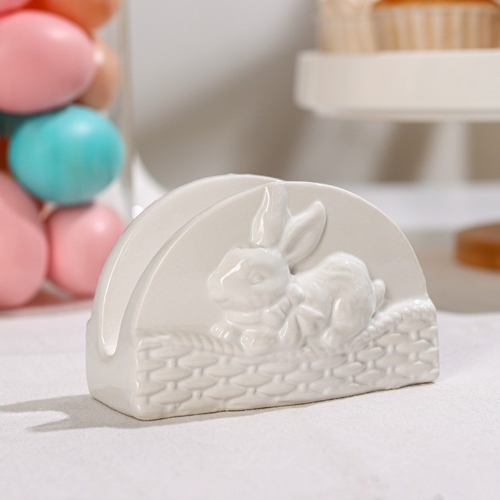 Салфетница Доляна &laquo;Зайка&raquo;, 11,5&times;5,5&times;7,5 см, цвет белый