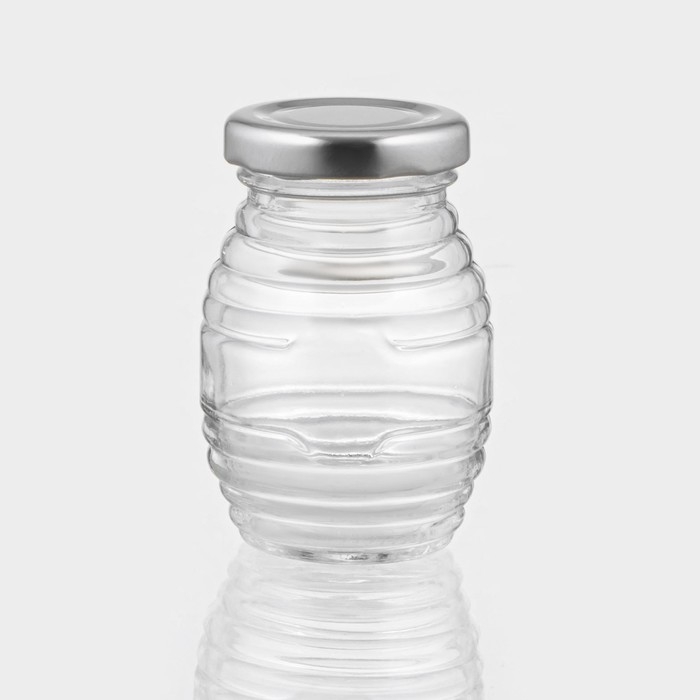 Банка стеклянная для хранения сыпучих продуктов &laquo;Бочонок&raquo;, 100 мл, 5&times;7,8 см, с металлической крышкой