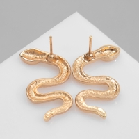 Новый год! Символ года 2025! Серьги металл &laquo;Змея&raquo; искусительница, цвет золото