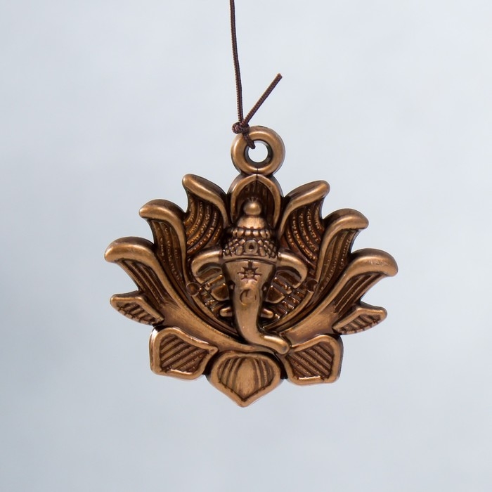 Музыка ветра металл "Ганеша и цветок лотоса" 5 трубочек 51х6,5 см