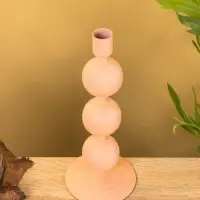 Подсвечник на 1 свечу "Пудровый" с 3 сферами 10х10х25 см