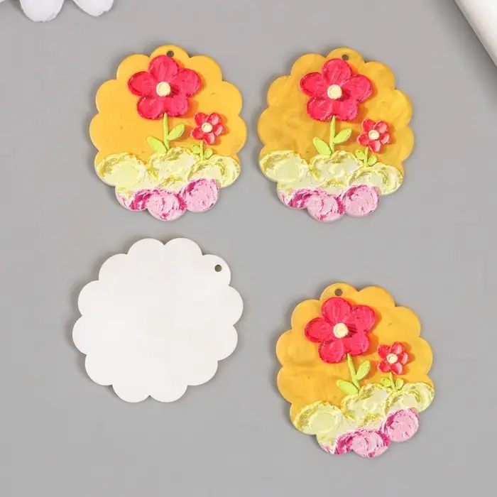 Декор для творчества акрил "Пластилиновые цветочки" 0,2х3,5х3,9 см