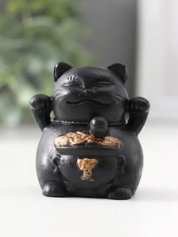 Фигура &laquo;Кот манэки-нэки&raquo;, 5.5&times;5&times;5 см, чёрная