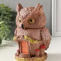 Шкатулка для украшений с крышкой &laquo;Сова Теремок&raquo;, 15&times;10 см, гипс, коричневый с росписью