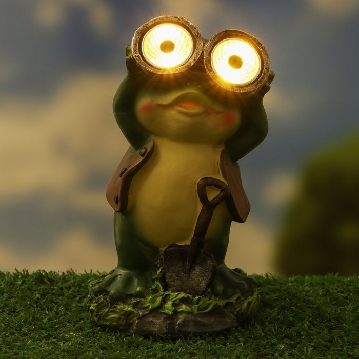 Садовый фонарь "Лягушонок с биноклем" 7х8х15см