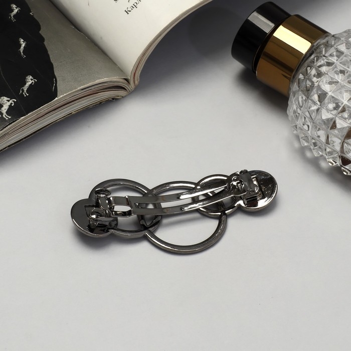 Заколка-автомат для волос &laquo;Либерти&raquo; круги, 7.5 см, серебро