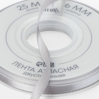 Лента атласная двухсторонняя №837 6мм*25±1м серебряный TR Лента атласная двухсторонняя №837 6мм*25±1м серебряный TR